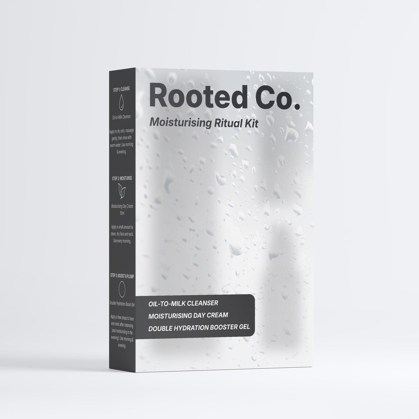 Rooted Co. moisturizing ritual kit packaging on a white background