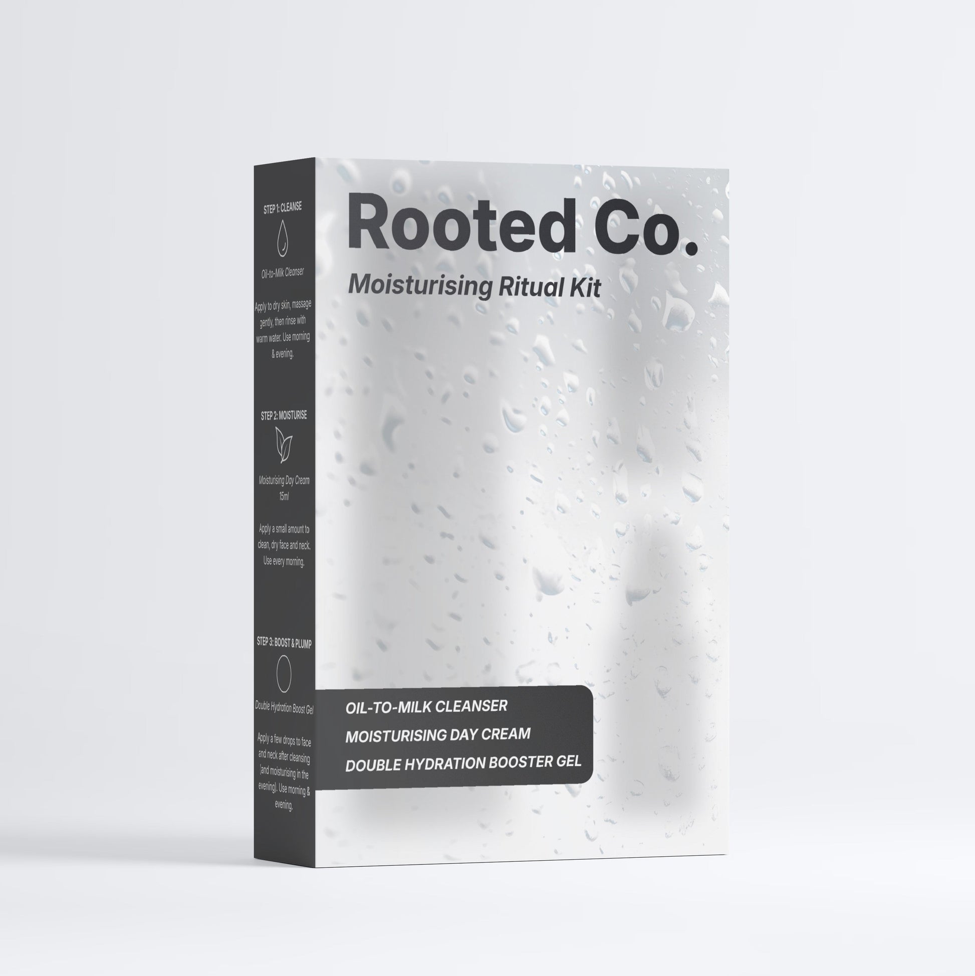 Rooted Co. moisturizing ritual kit packaging on a white background