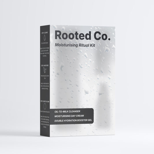 Rooted Co. moisturizing ritual kit packaging on a white background